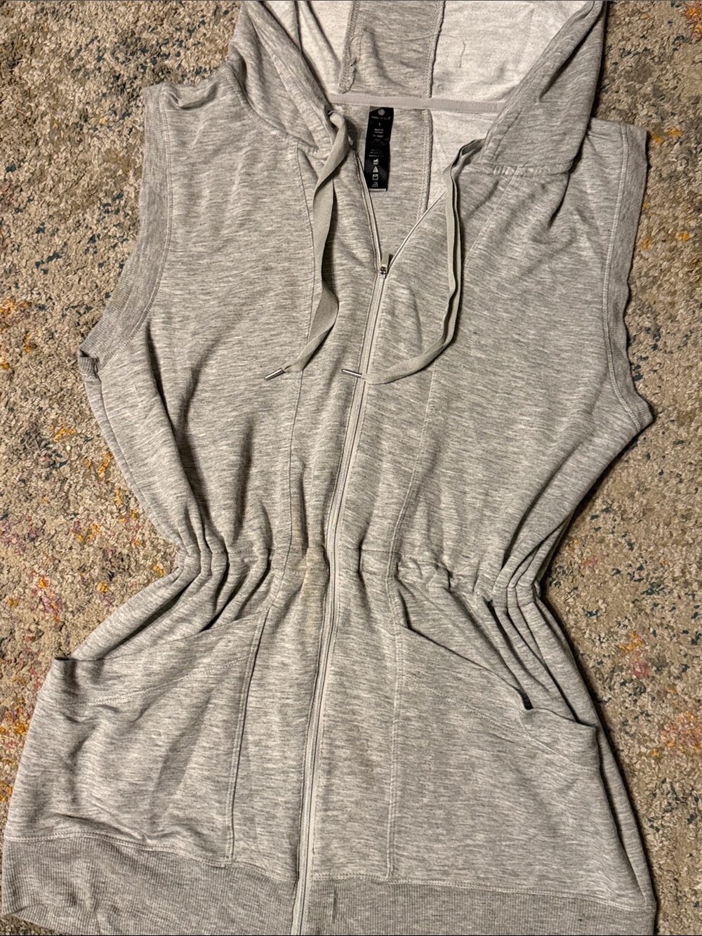 Yogalicious Sleeveless Hooded Zip-Up Top - Light Gray